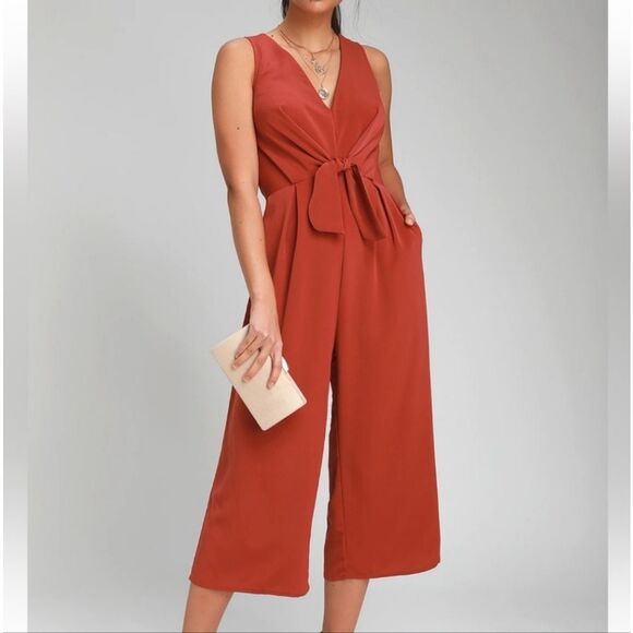 Lulus Pants - Lulus‎ On Track Rust Red Midi Jumpsuit Side Tie Medium
